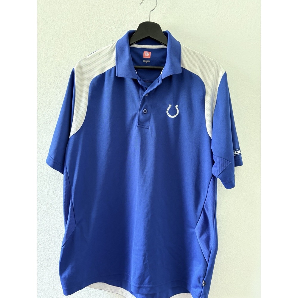Indianapolis Colts NFL Polo Shirt Men's M Medium Blue White Short Sleeve Polo